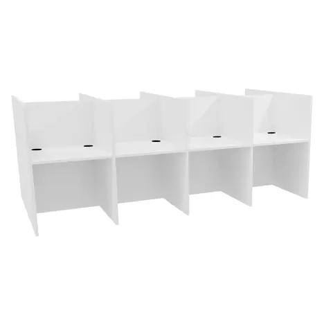 Student Study Booths - (Back to Back) - H1230 x W3125 x D1575mm - Eight Person - White